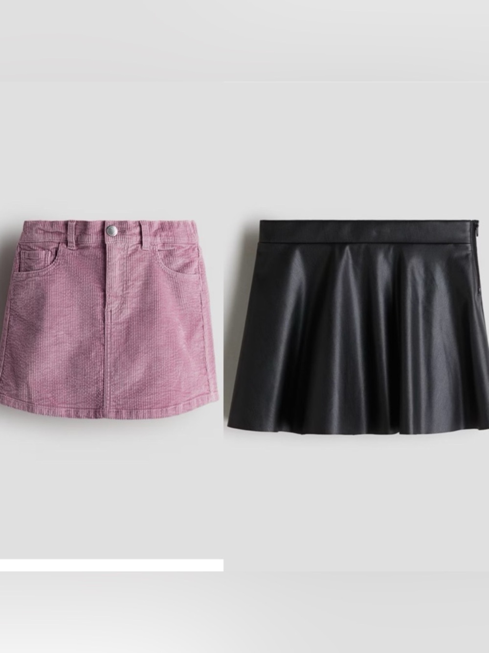 H&M skirt bundle. Plum corduroy and black faux leather.